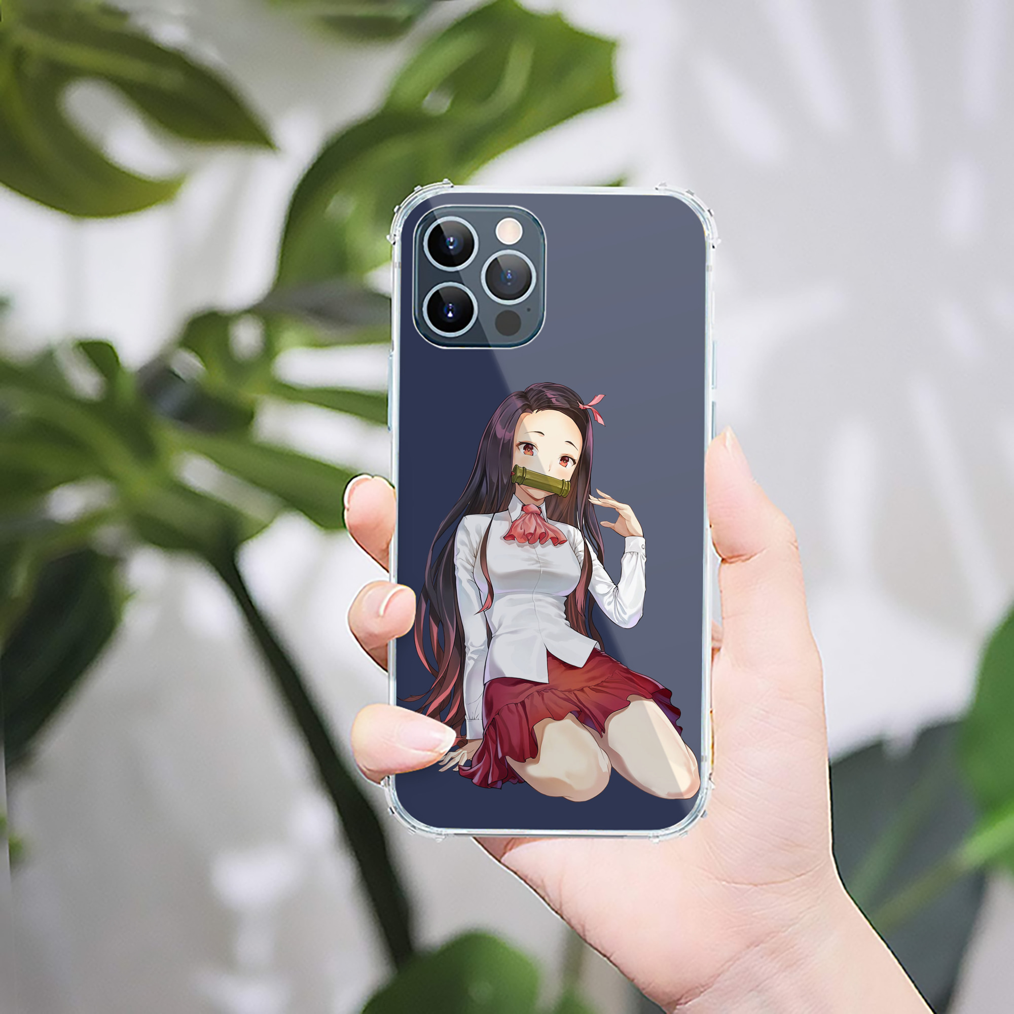 （画像用） 鬼滅の刃（きめつのやいば）竈門 禰󠄀豆子／かまど ねずこ Kamado Nezuko 【iPhone 12シリーズ対応】透明スマホケース（クリアソフトケース）